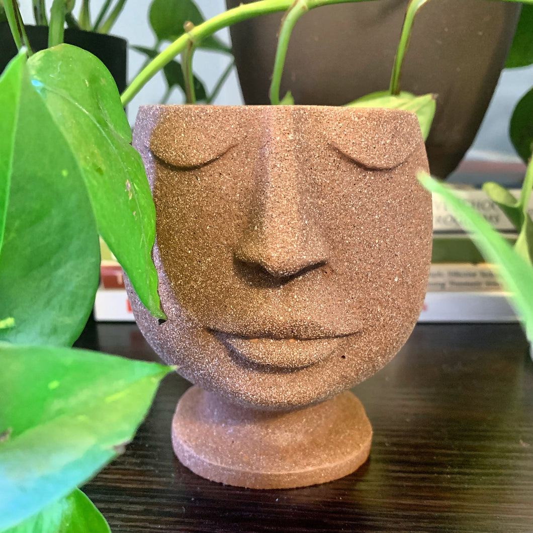 Concrete Zen Face Candle + Planter